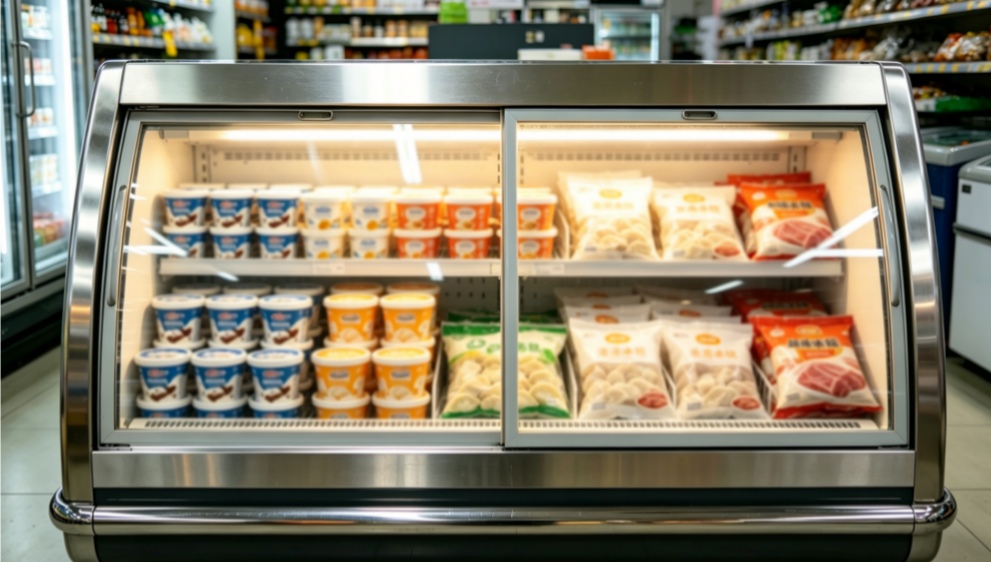 deep freezer with glass door